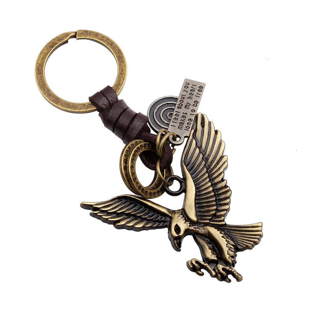 King&Pig Classic Vintage Eagle Keychain Handbags Pendant Genuine